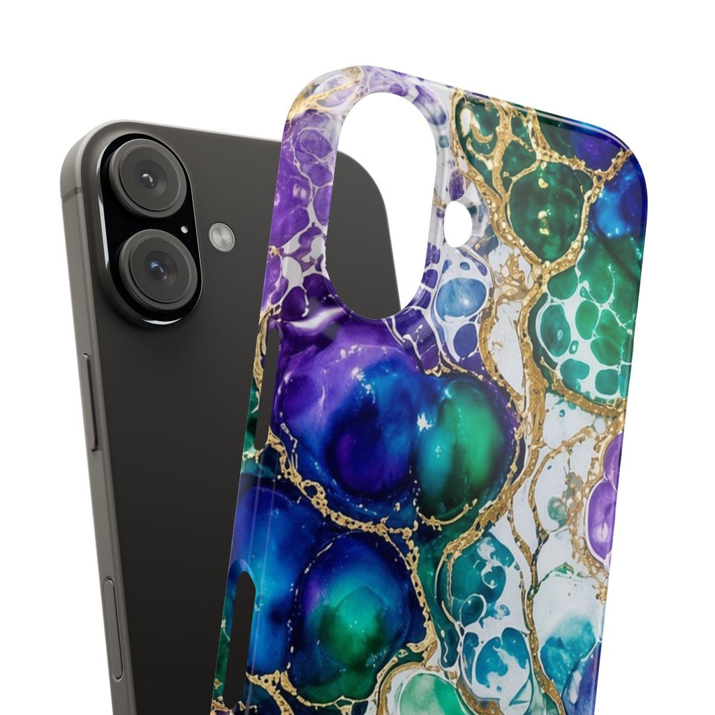 Peacock Acrylic Pour Cells Slim Phone Case – iPhone 16