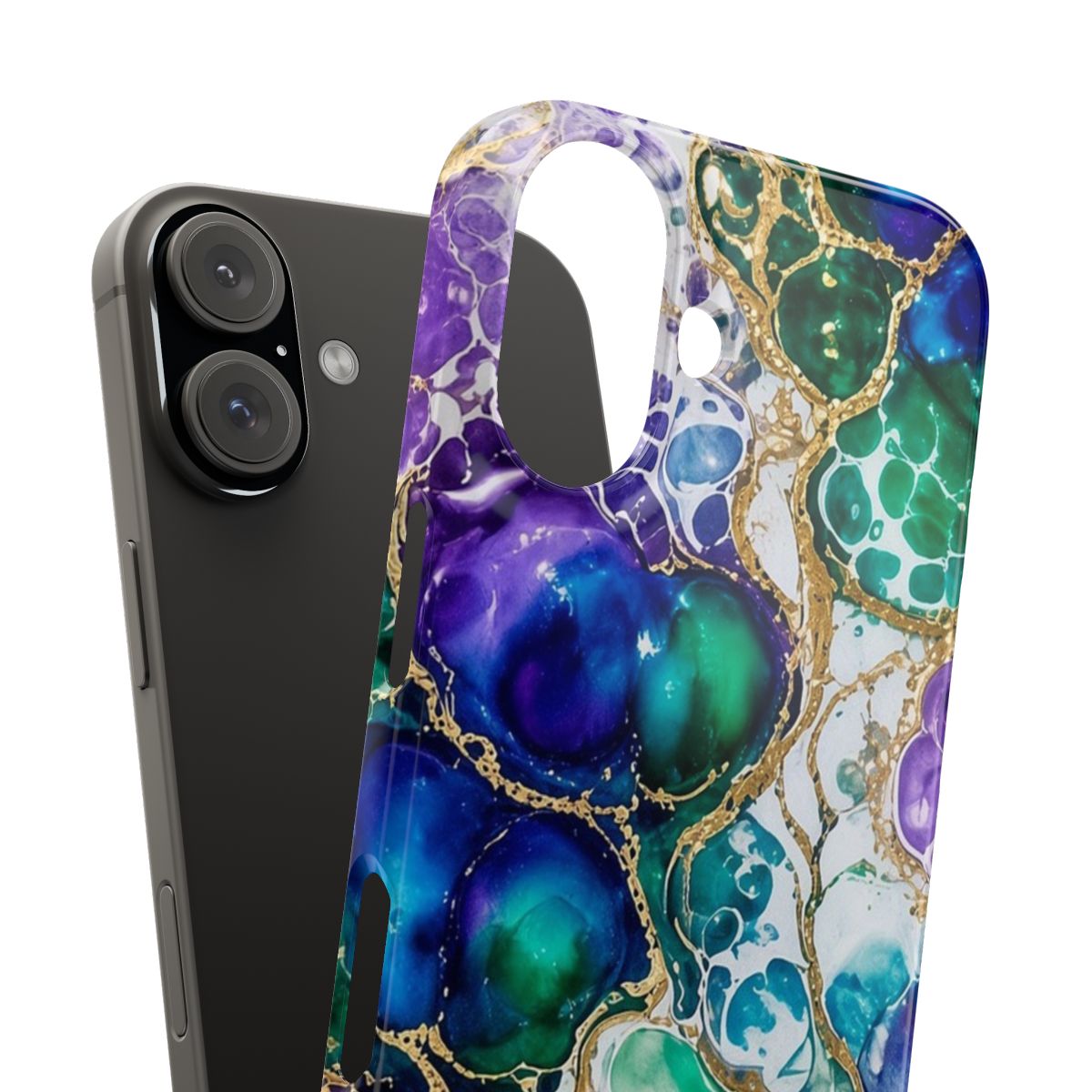 Peacock Acrylic Pour Cells Slim Phone Case – iPhone 16