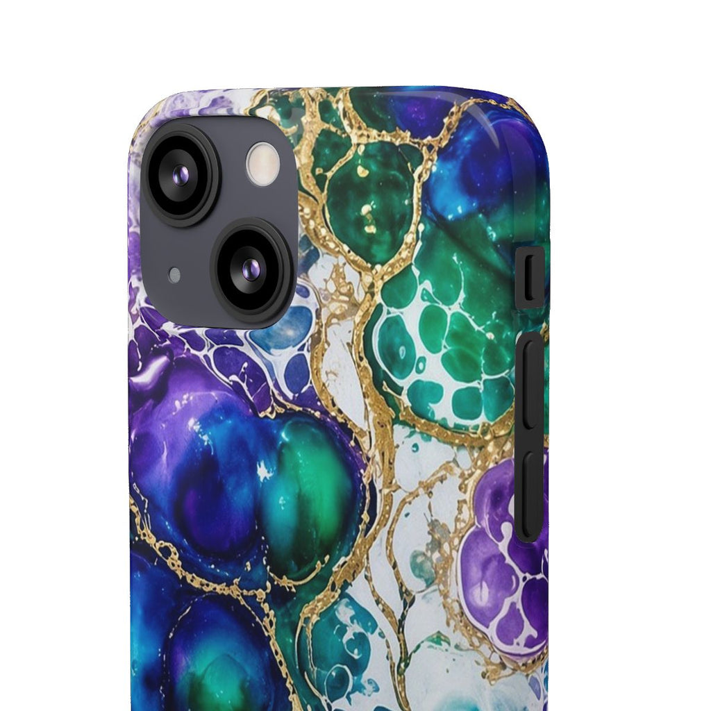 Peacock Acrylic Pour Cells Slim Phone Case – iPhone 13 Mini