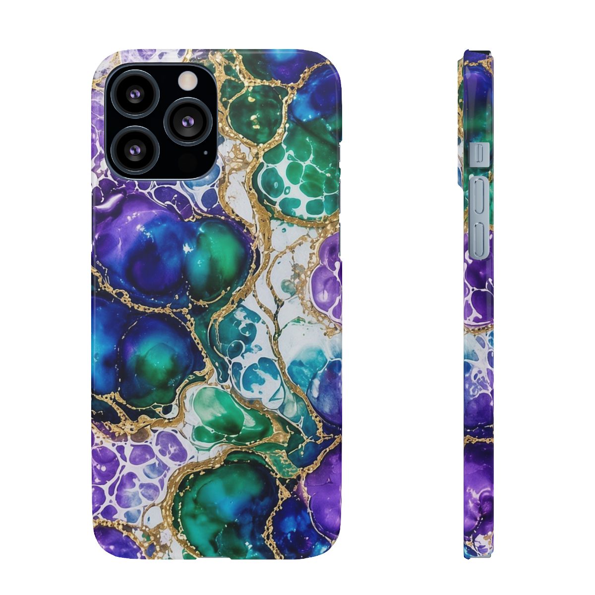 Peacock Acrylic Pour Cells Slim Phone Case – iPhone 13 Pro Max