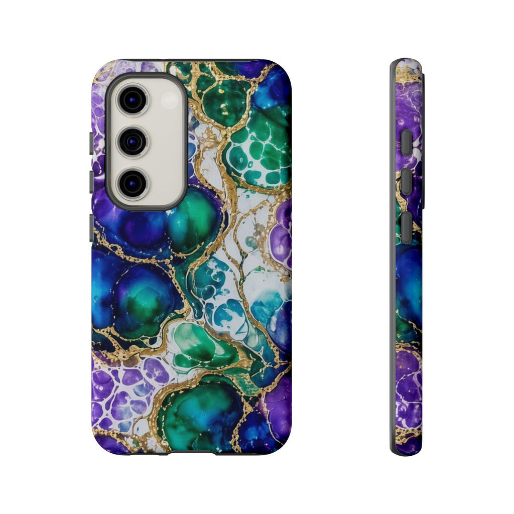 Peacock Acrylic Pour Cells Tough Phone Case – Samsung Galaxy S23