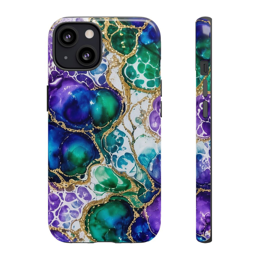 Peacock Acrylic Pour Cells Tough Phone Case – iPhone 13