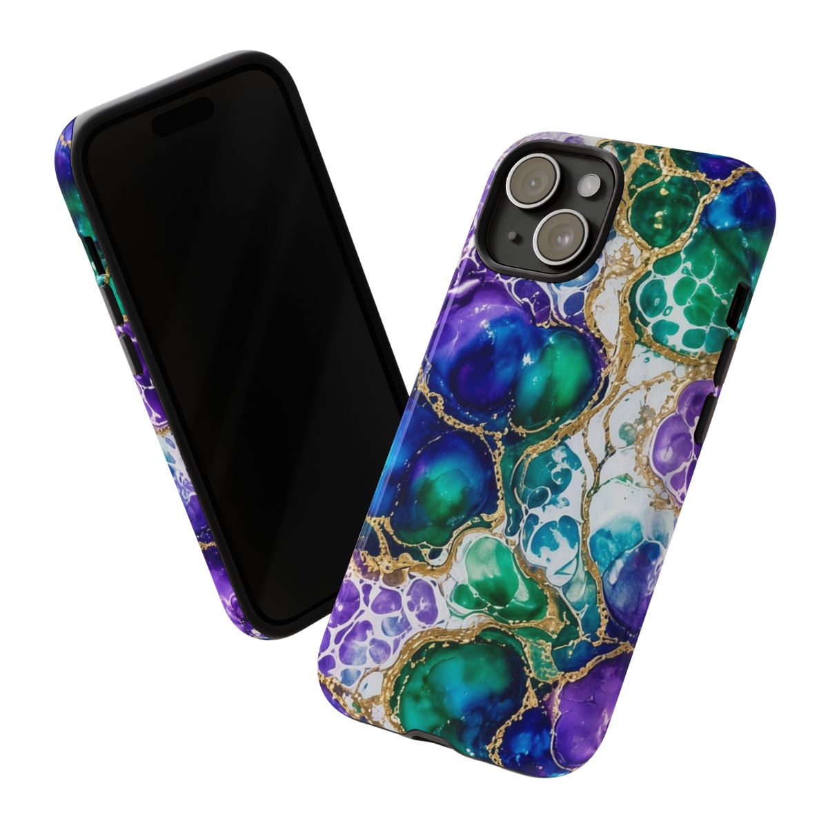 Peacock Acrylic Pour Cells Tough Phone Case – iPhone 15