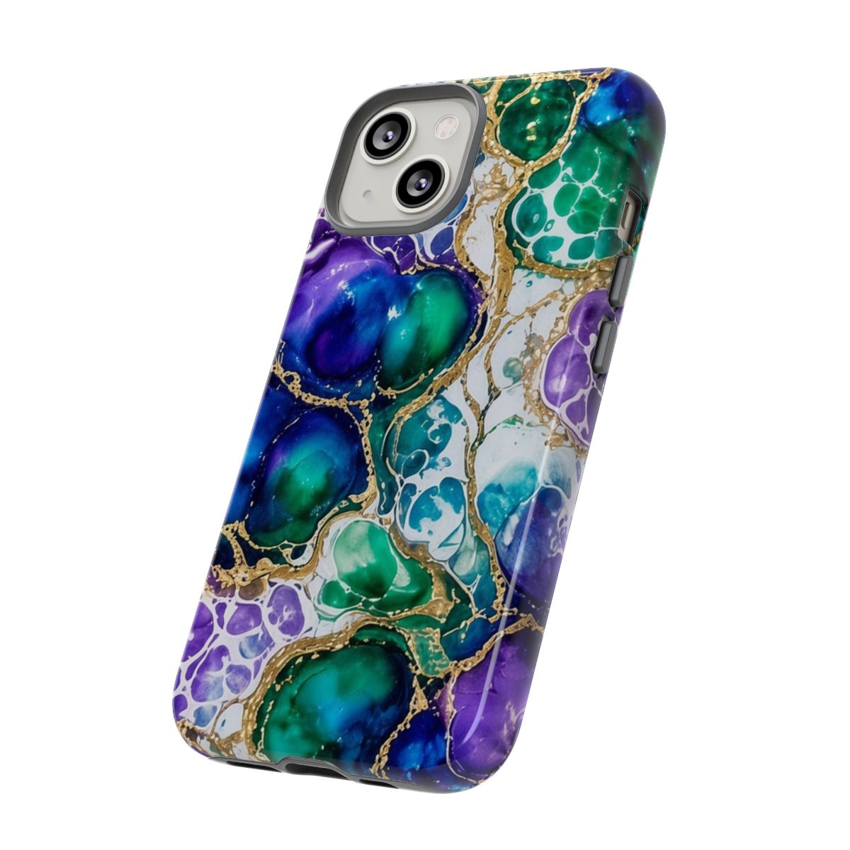 Peacock Acrylic Pour Cells Tough Phone Case – iPhone 14