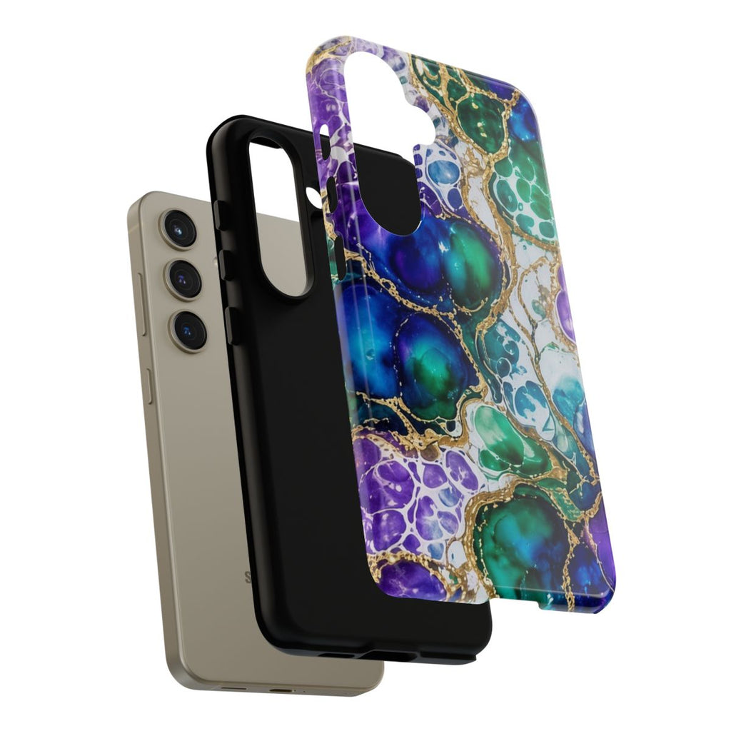 Peacock Acrylic Pour Cells Tough Phone Case – Samsung Galaxy S24