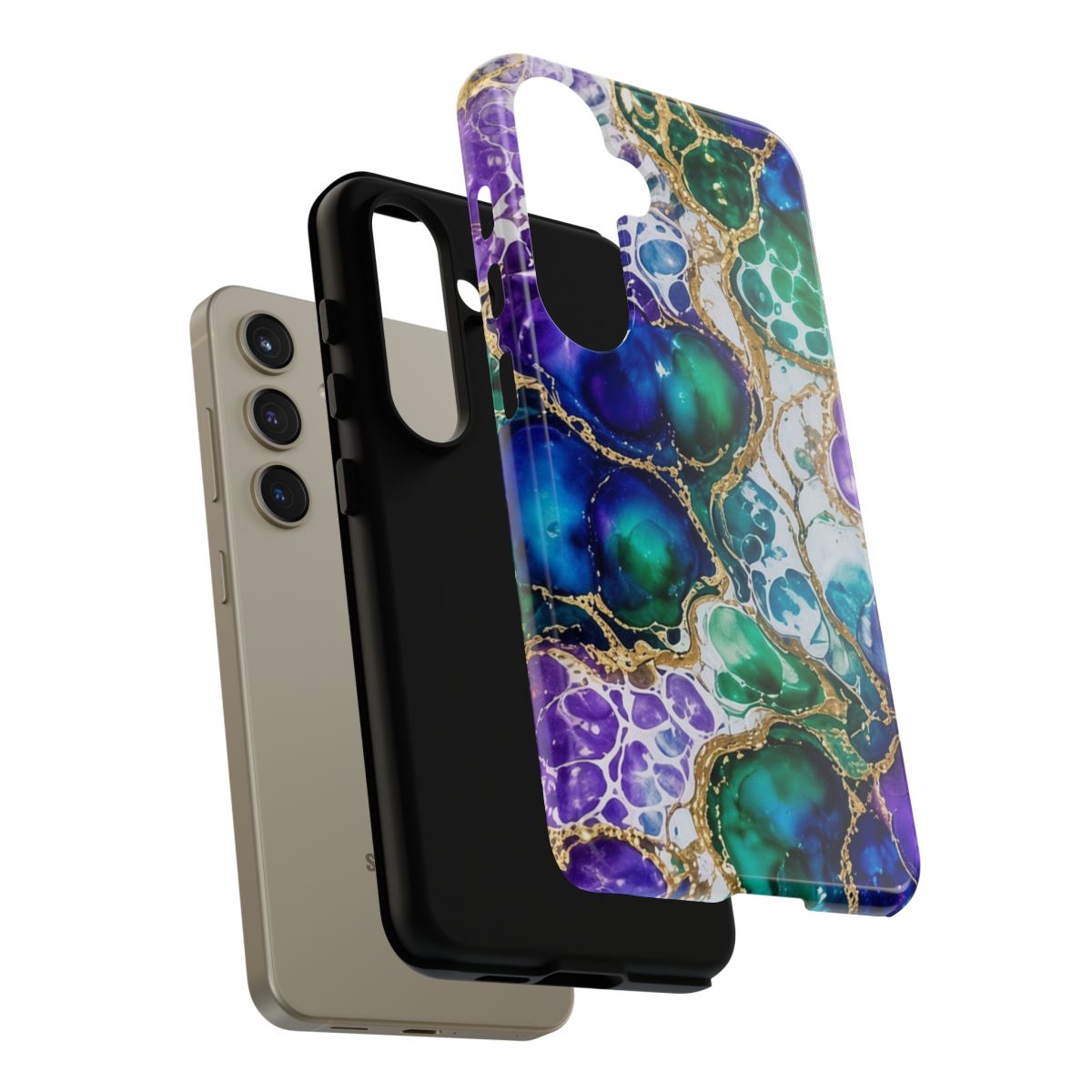 Peacock Acrylic Pour Cells Tough Phone Case – Samsung Galaxy S24