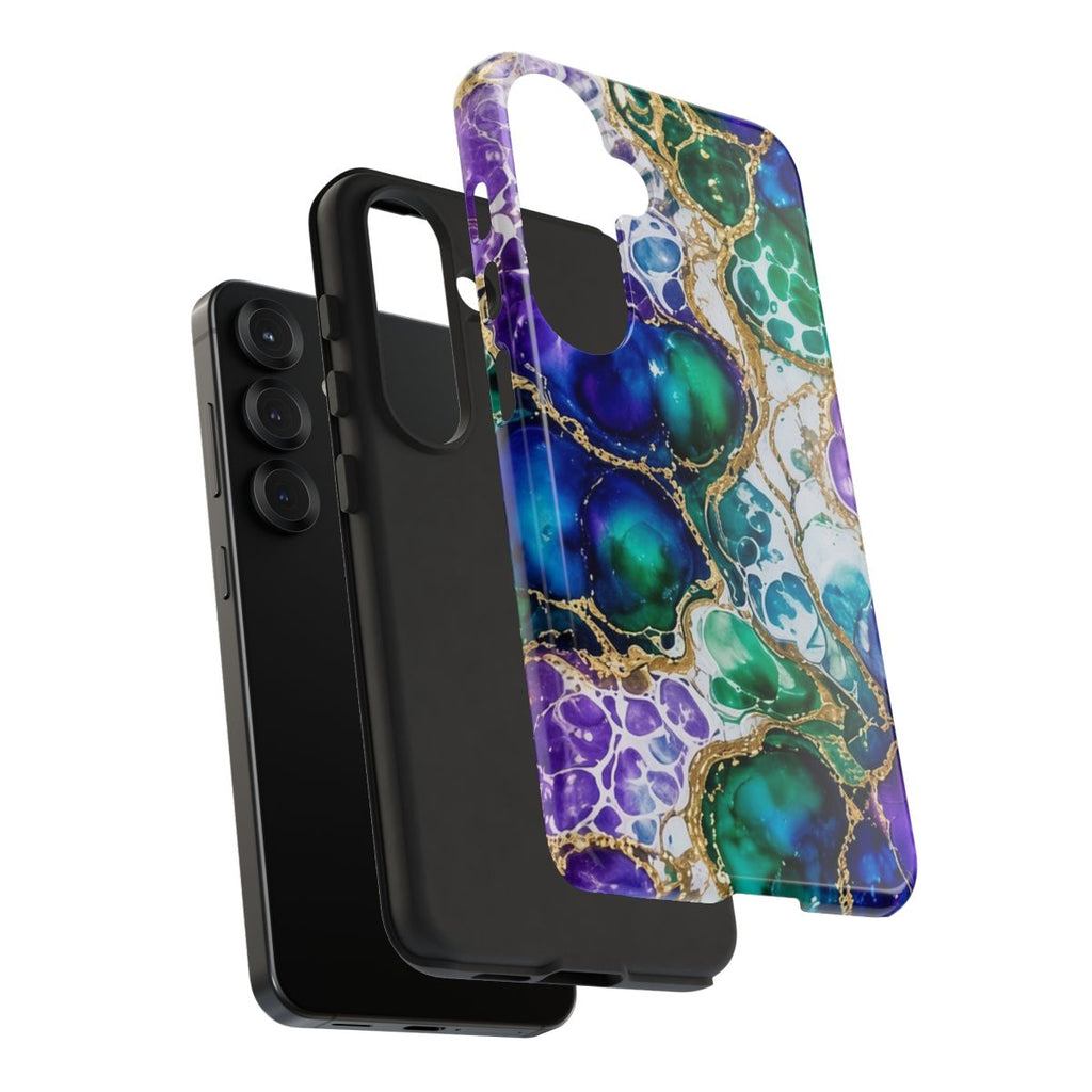 Peacock Acrylic Pour Cells Tough Phone Case – Samsung Galaxy S25