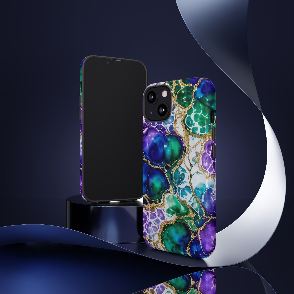 Peacock Acrylic Pour Cells Tough Phone Case – iPhone 13