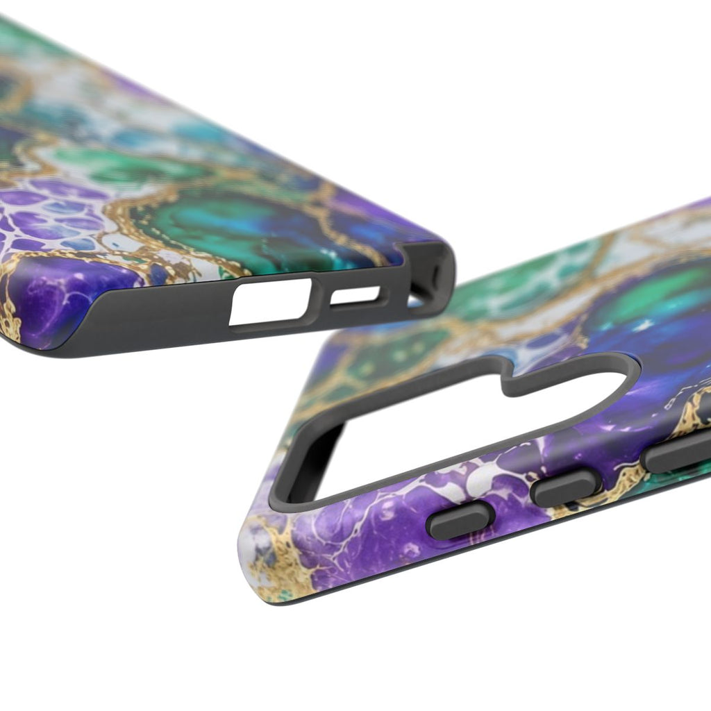 Peacock Acrylic Pour Cells Tough Phone Case – Samsung Galaxy S25 Ultra