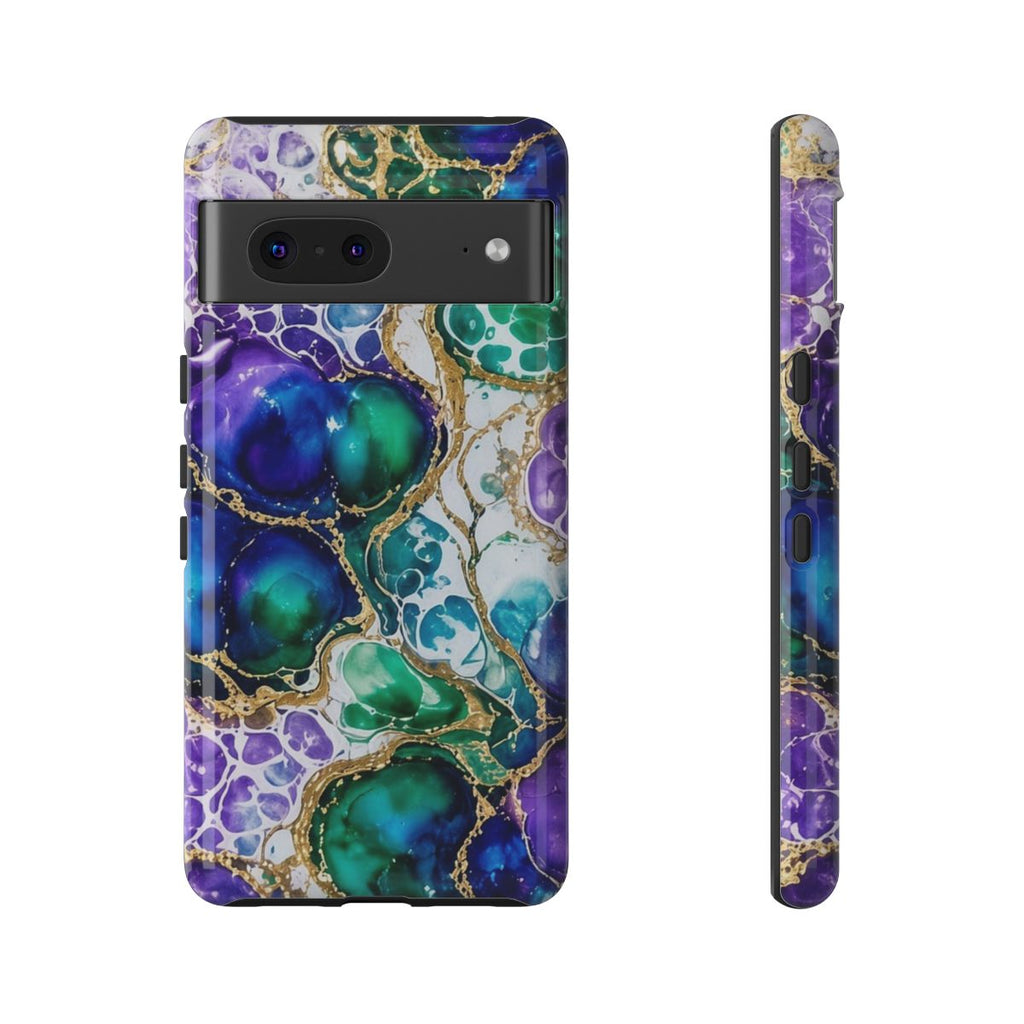Peacock Acrylic Pour Cells Tough Phone Case – Google Pixel 7