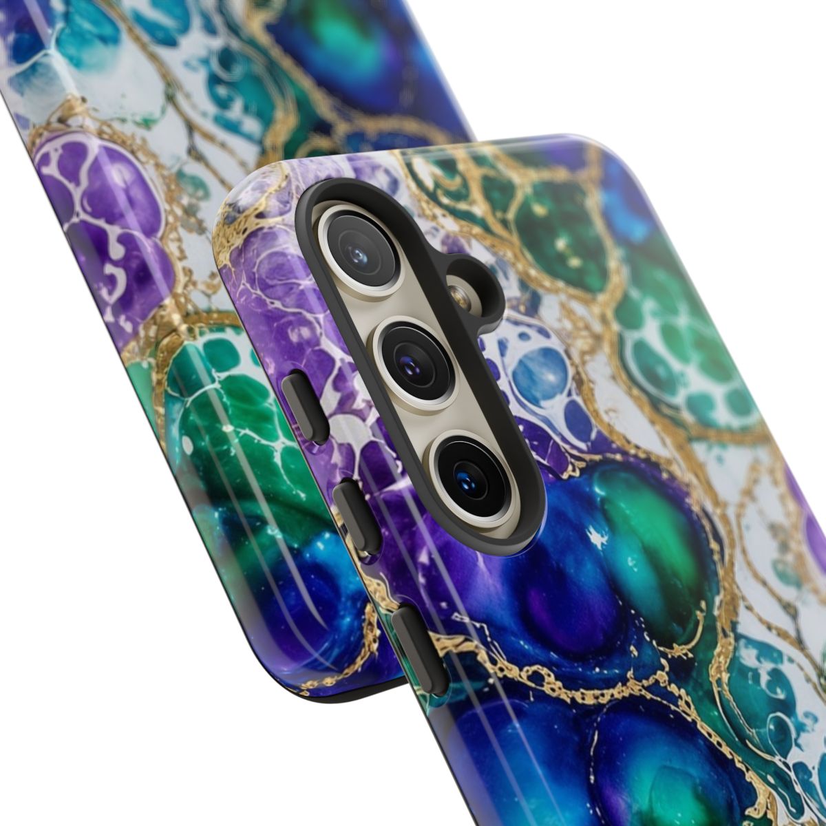Peacock Acrylic Pour Cells Tough Phone Case – Samsung Galaxy S24