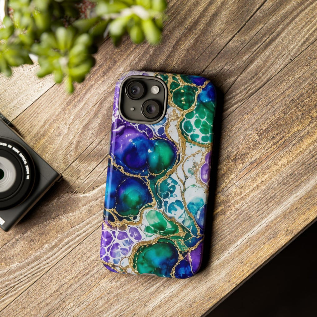 Peacock Acrylic Pour Cells Tough Phone Case – iPhone 15