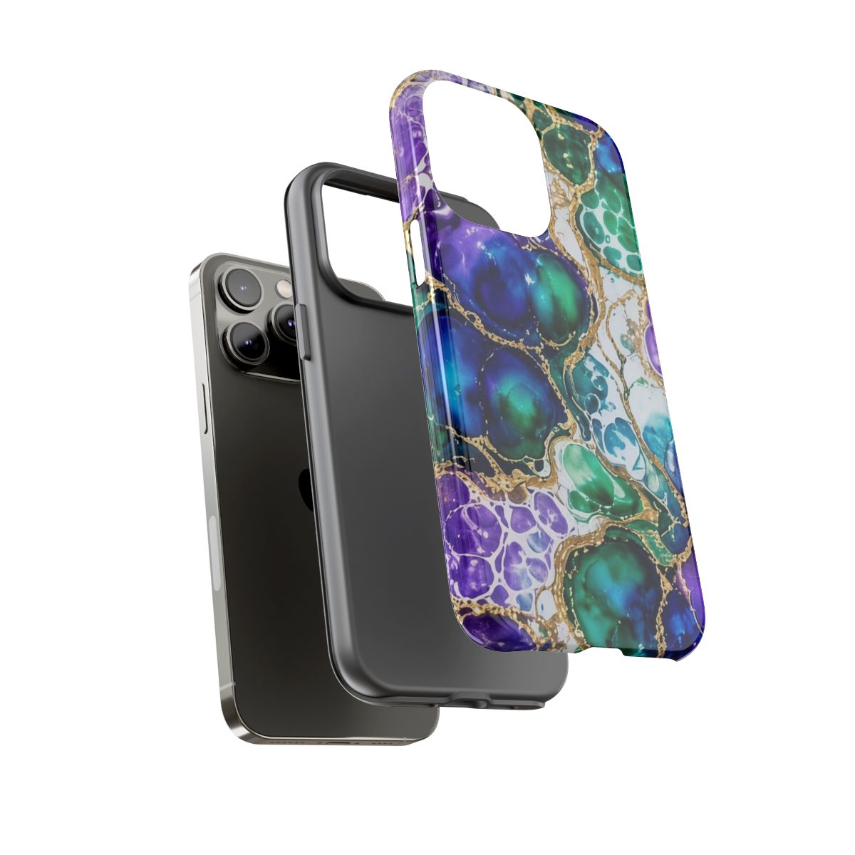 Peacock Acrylic Pour Cells Tough Phone Case – iPhone 14 Pro Max