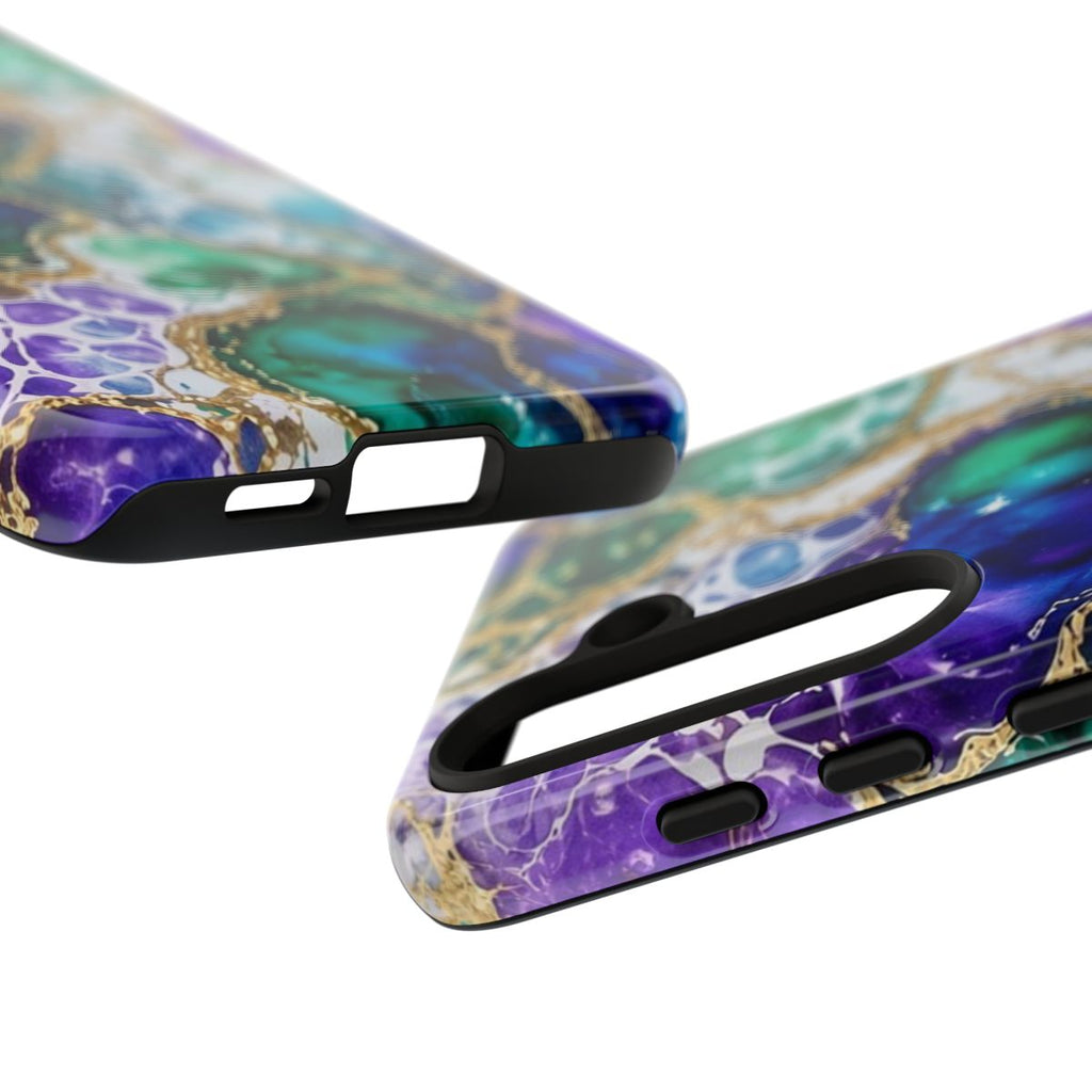 Peacock Acrylic Pour Cells Tough Phone Case – Samsung Galaxy S24