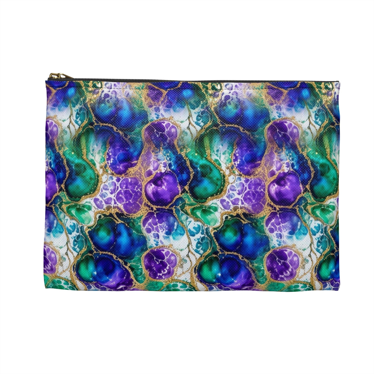 Peacock Acrylic Pour Cells Zip Accessory Pouch – Small