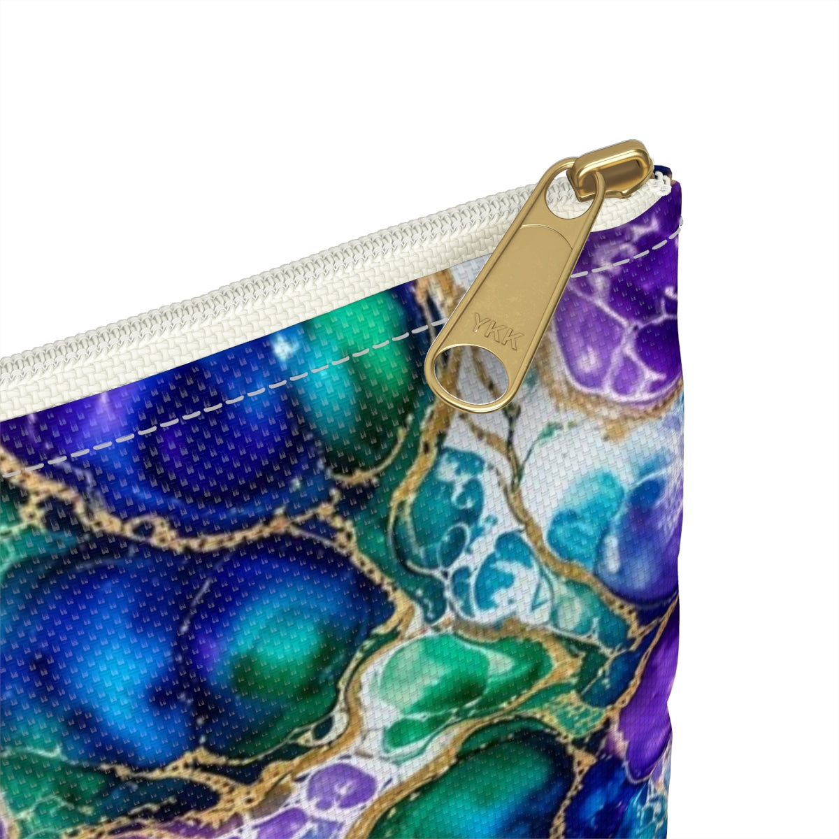 Peacock Acrylic Pour Cells Zip Accessory Pouch – Small