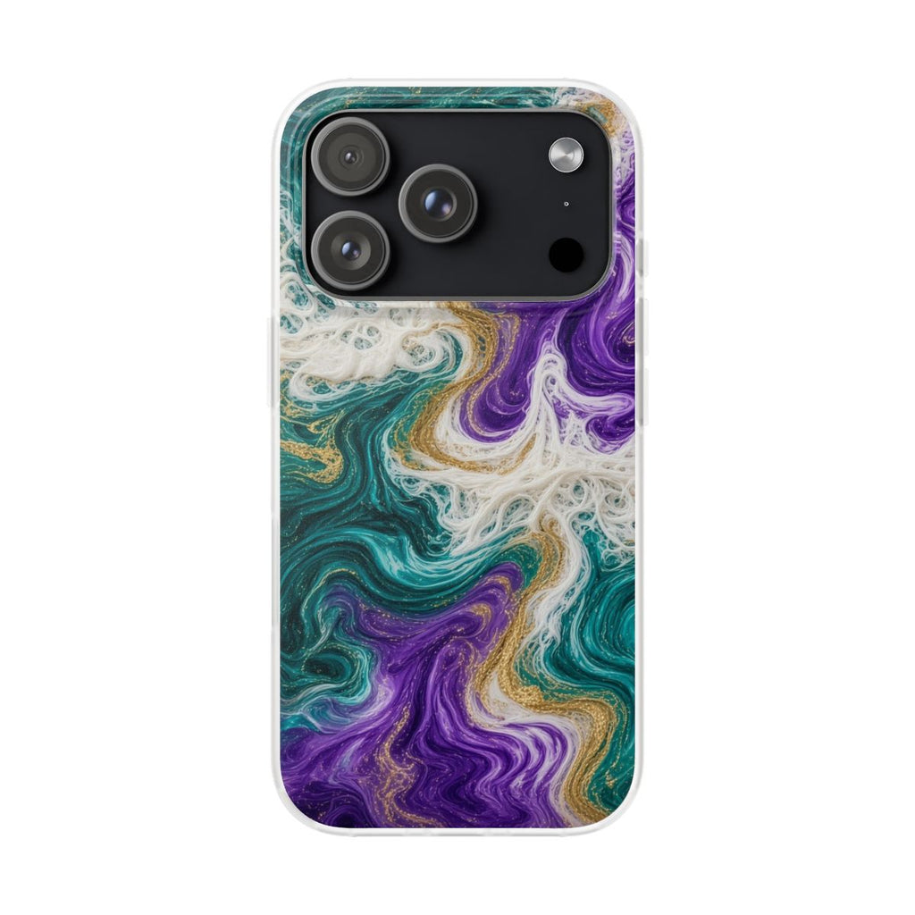 Peacock Resin Wave Flexi Phone Case – iPhone 17 Pro
