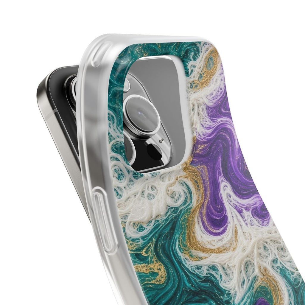 Peacock Resin Wave Flexi Phone Case – iPhone 16 Pro