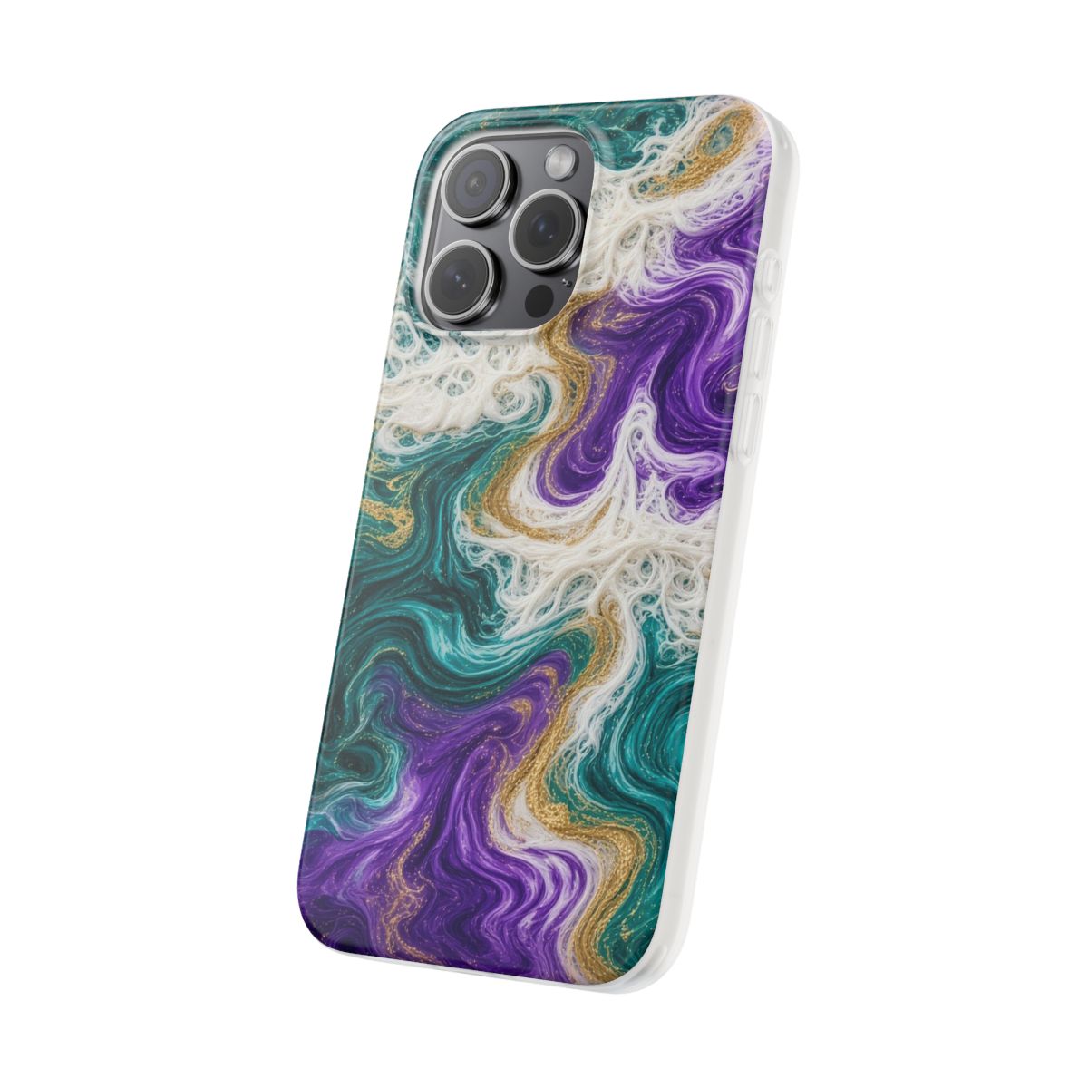 Peacock Resin Wave Flexi Phone Case – iPhone 15 Pro Max