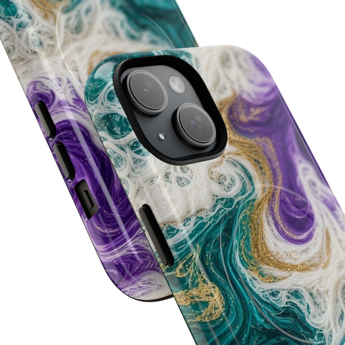 Peacock Resin Wave Magnetic Tough iPhone Case – iPhone 15