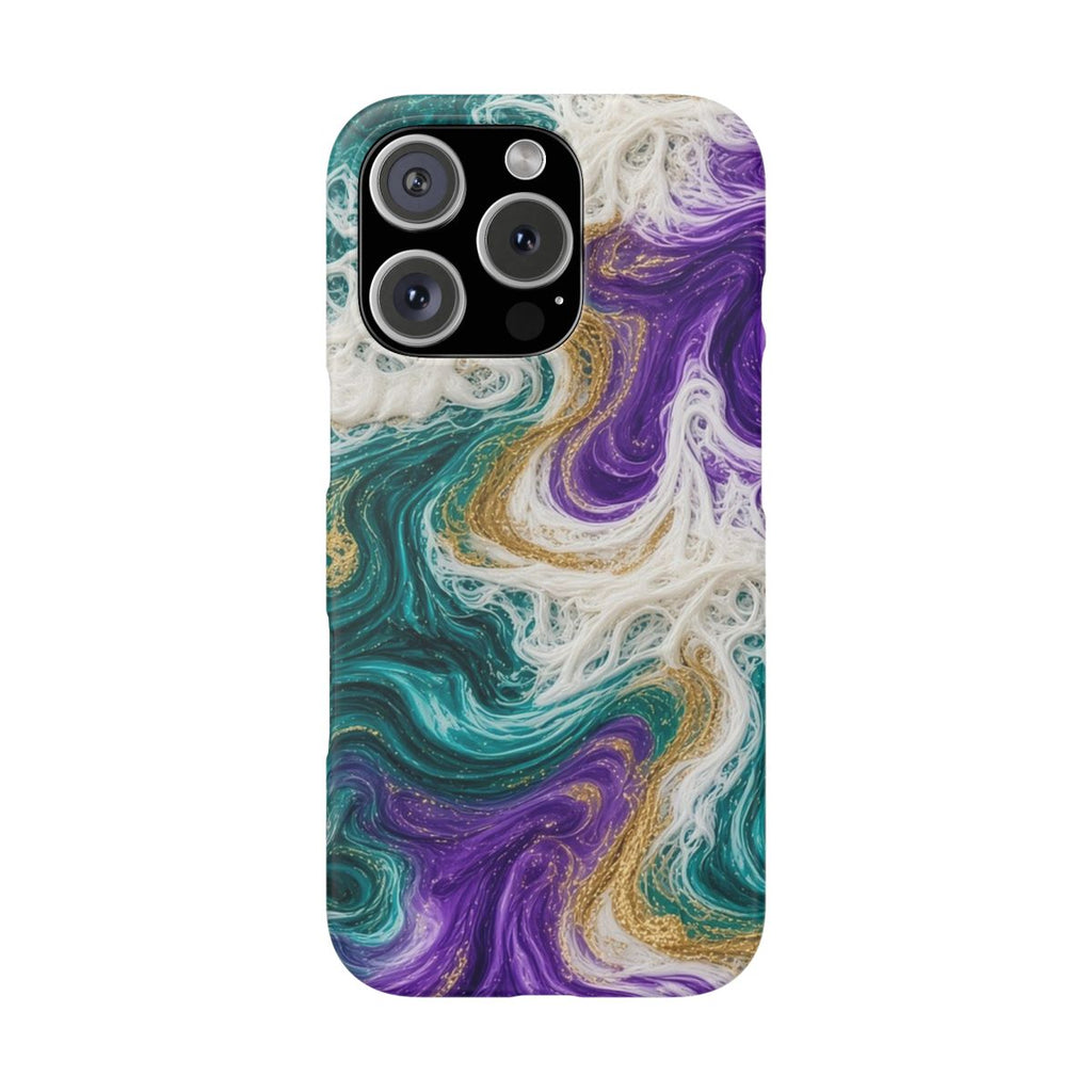 Peacock Resin Wave Slim Phone Case – iPhone 16 Pro