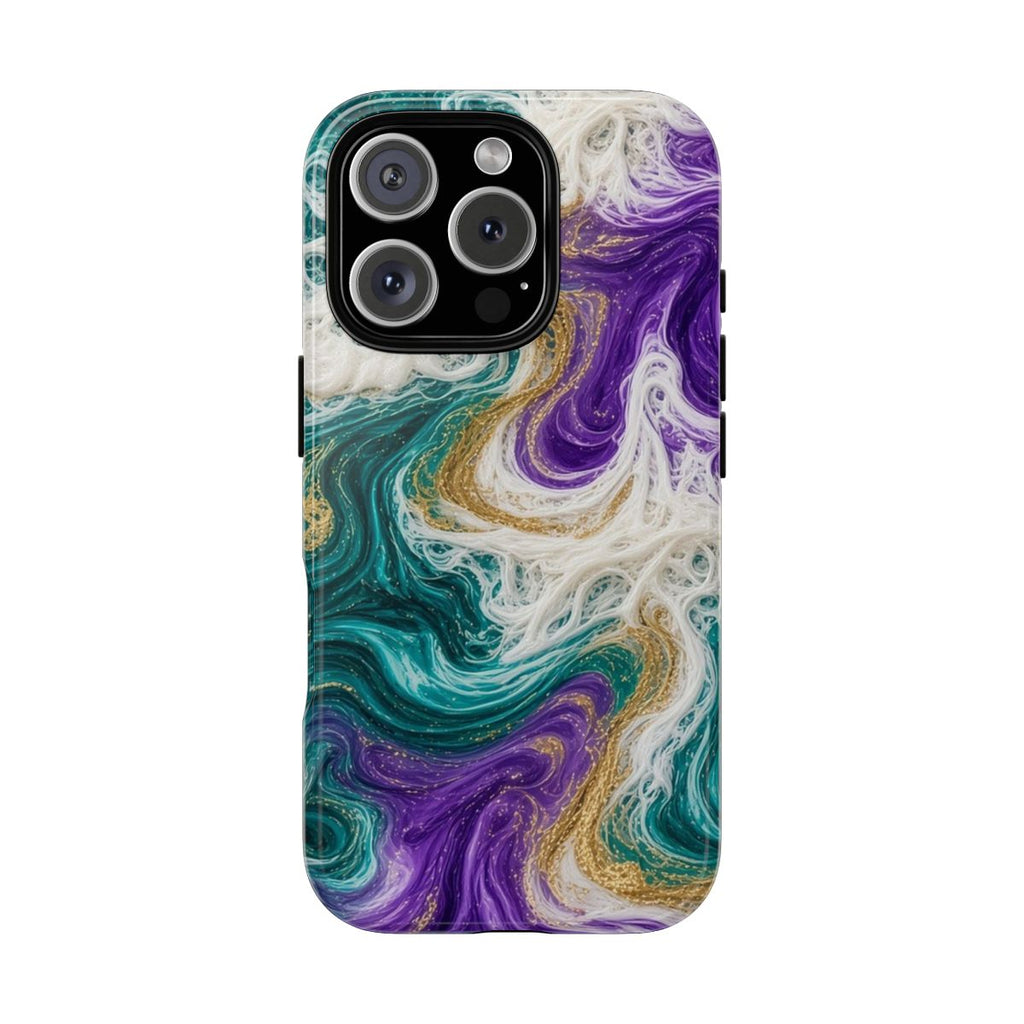 Peacock Resin Wave Tough Phone Case – iPhone 16 Pro