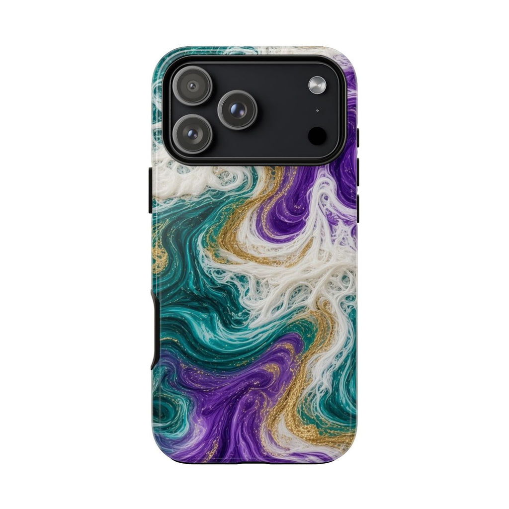 Peacock Resin Wave Tough Phone Case – iPhone 17 Pro Max