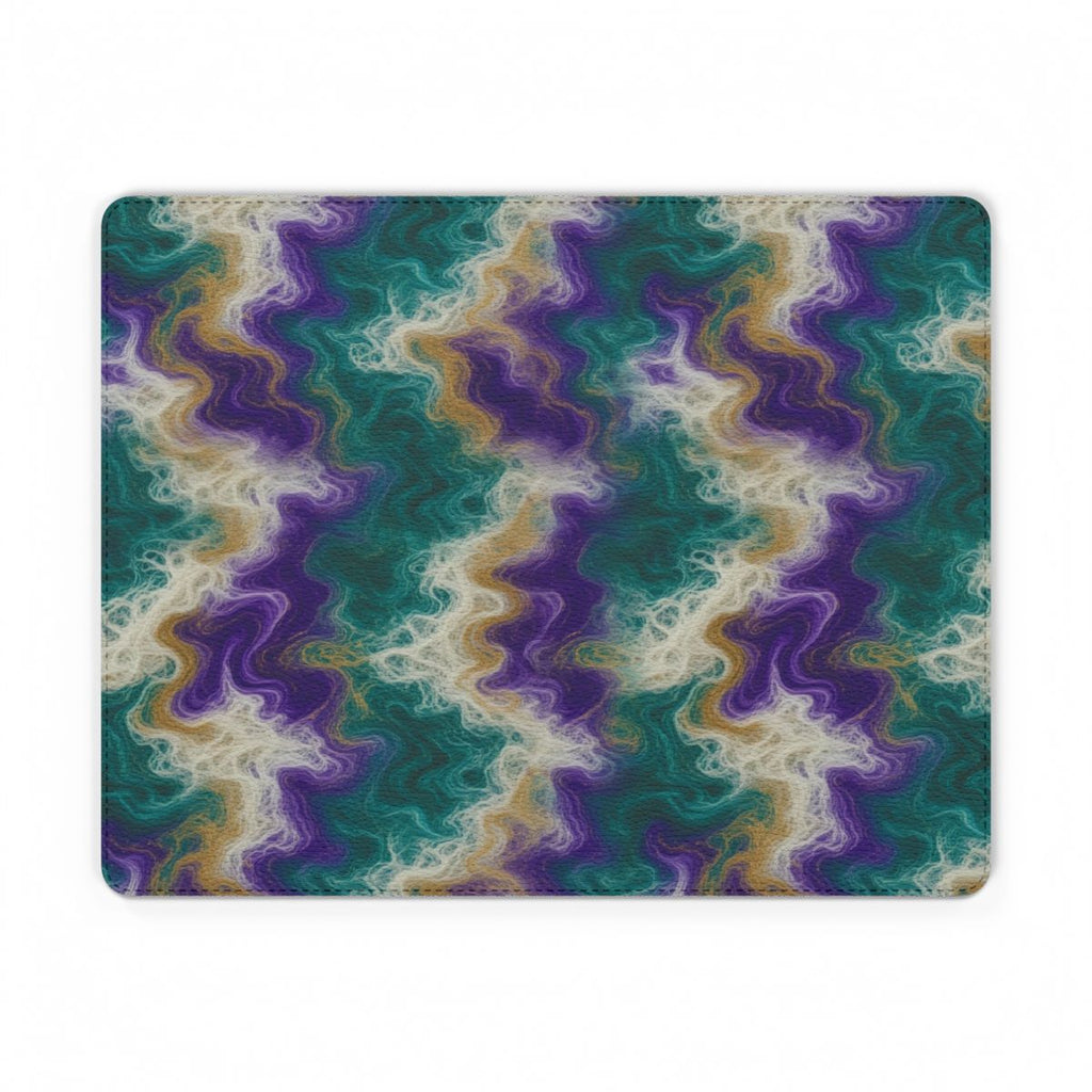 Peacock Resin Wave Vegan Leather Mouse Mat – 11.1 × 8.7 (Rectangle)