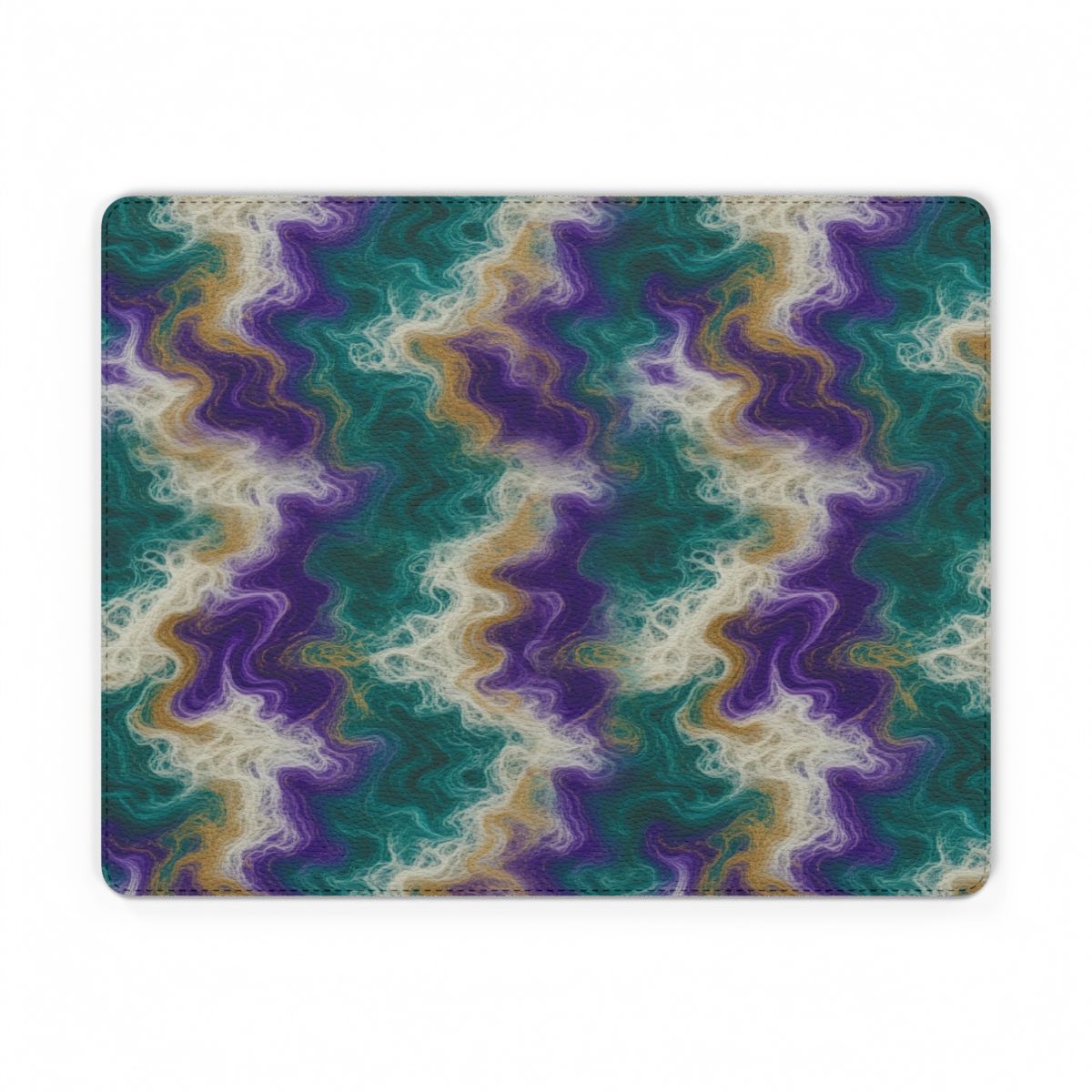 Peacock Resin Wave Vegan Leather Mouse Mat – 11.1 × 8.7 (Rectangle)