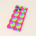 UV printed (back panel only): a phone case with bold printed artwork on the flat back panel only, plain white sides, and clean camera cut-outs with no artwork over the openings, from the pack outline.