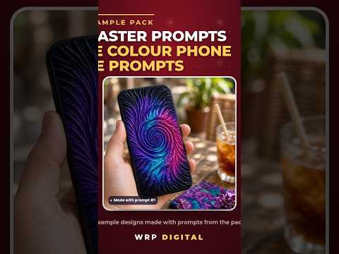 YouTube Short: Free Colour Phone Case Sample pack (pack 007), 10 UV phone case prompts with Remix Guide