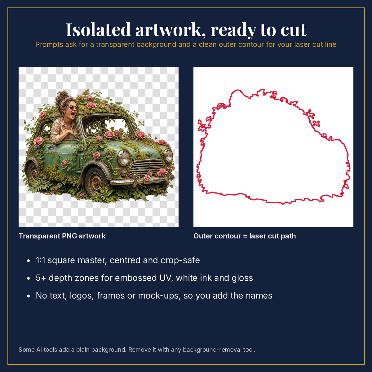 Transparent artwork and laser cut outline example