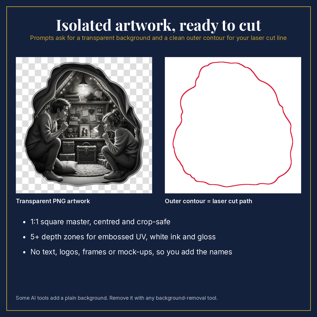 Transparent artwork and laser cut outline example