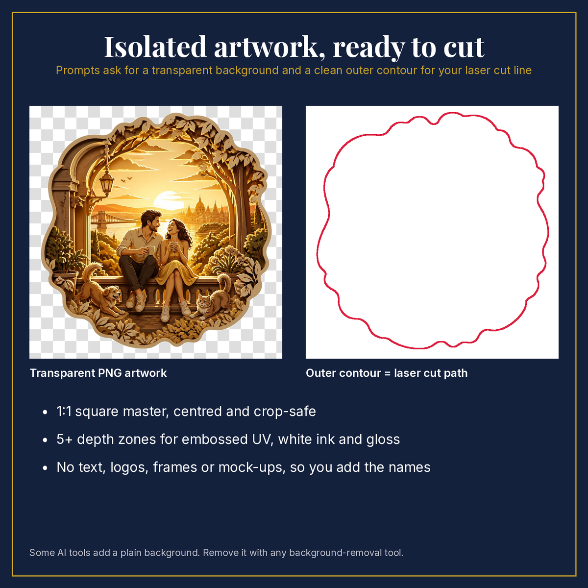 Transparent artwork and laser cut outline example