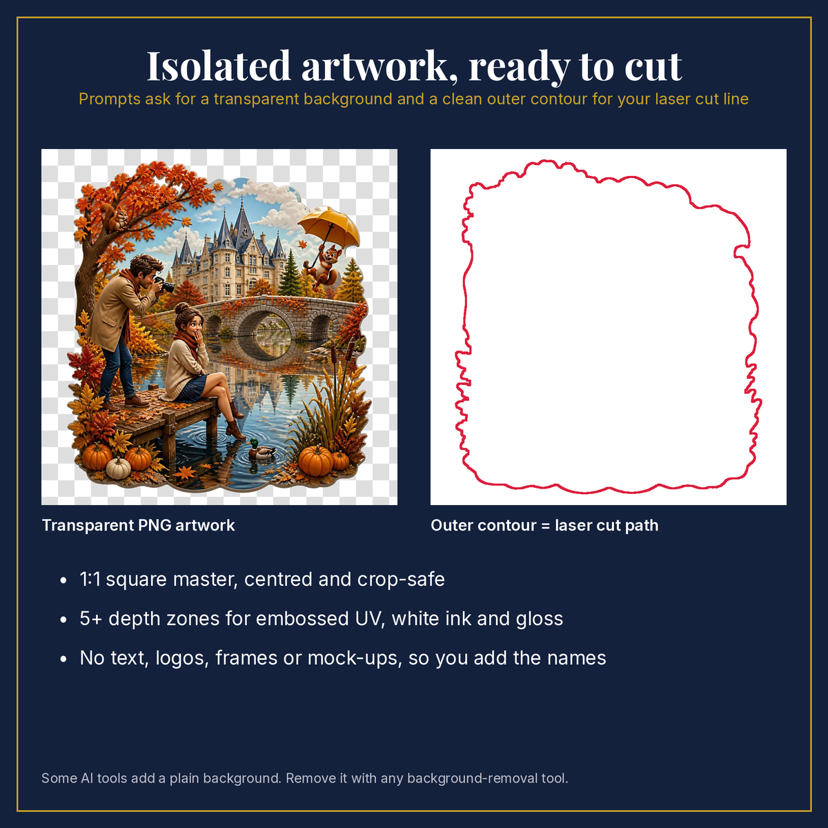 Transparent artwork and laser cut outline example