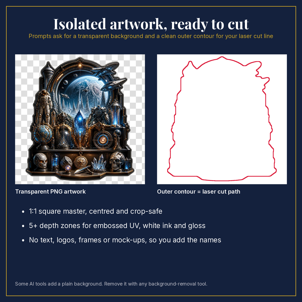 Transparent artwork and laser cut outline example
