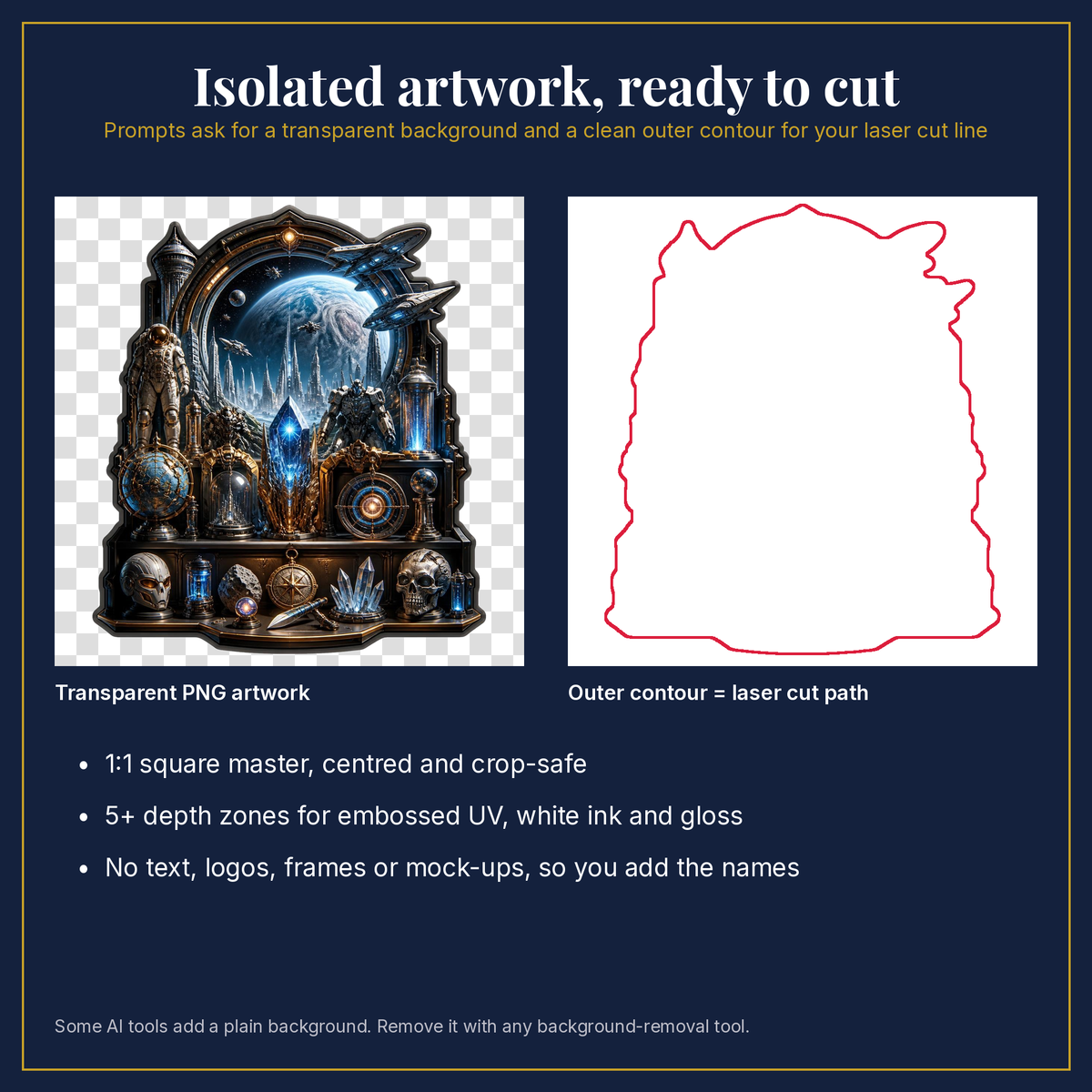 Transparent artwork and laser cut outline example