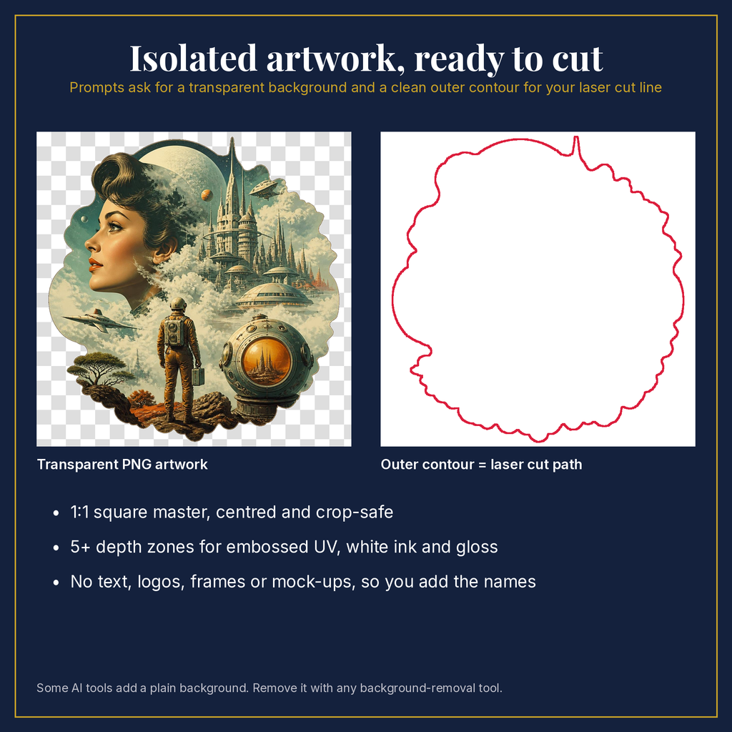 Transparent artwork and laser cut outline example