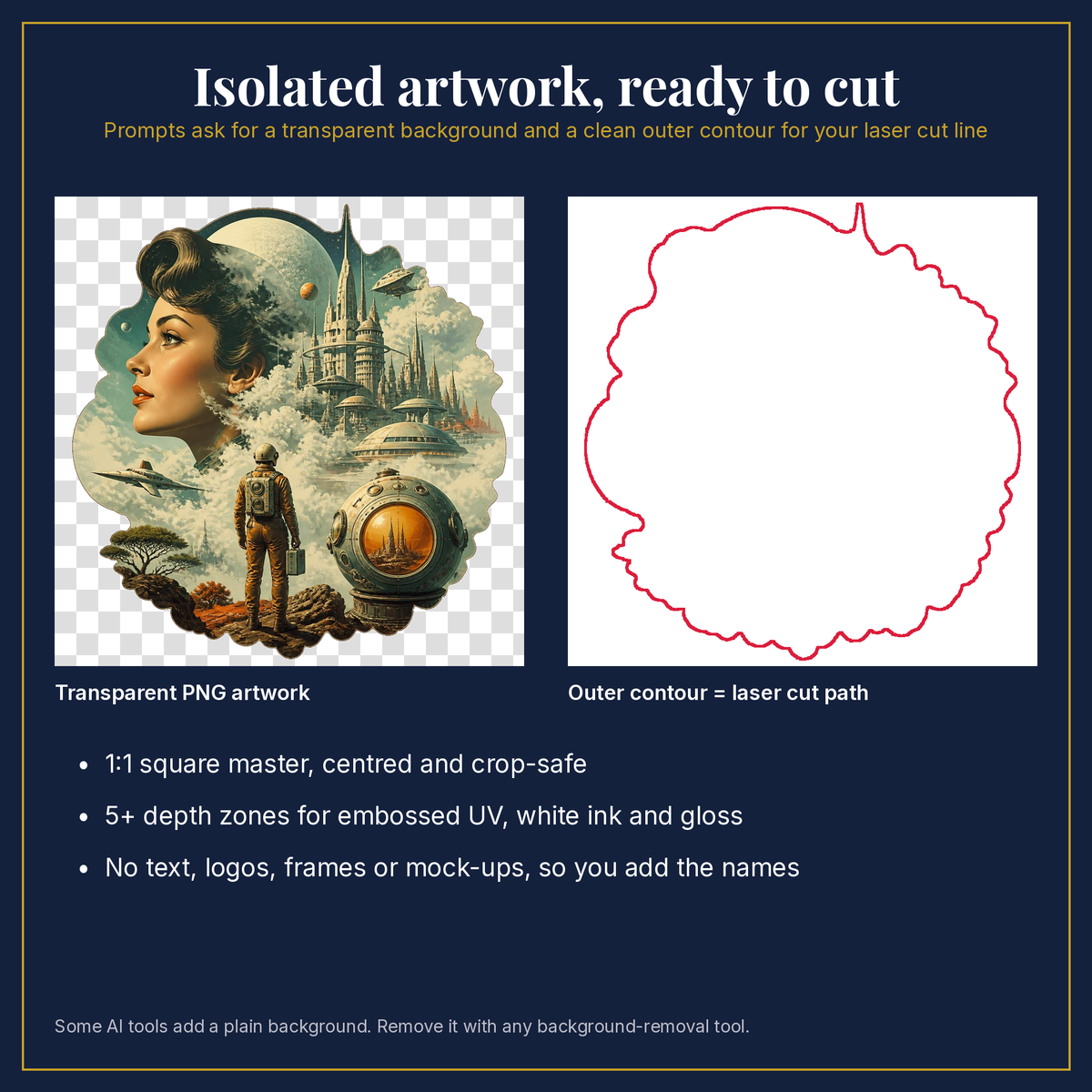 Transparent artwork and laser cut outline example