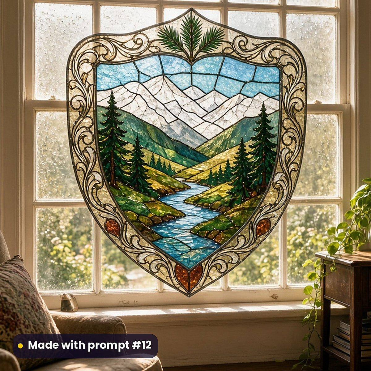 Free Stained Glass Sample Pack: faux stained glass window panel mockup, made with prompt #12