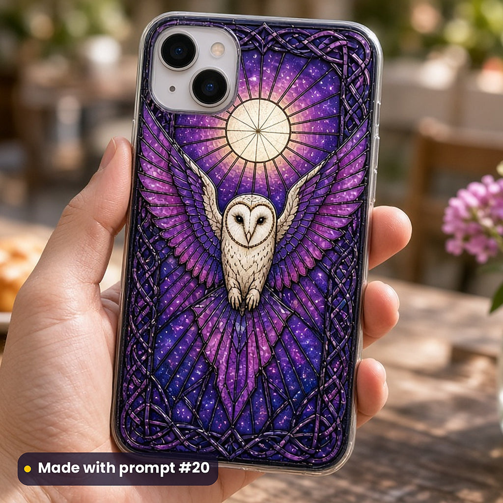 Free Stained Glass Sample Pack: UV-printed phone case mockup, made with prompt #20