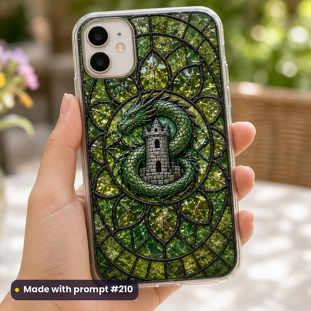 Rose-Window Composition Style Library: UV-printed phone case mockup, made with prompt #210