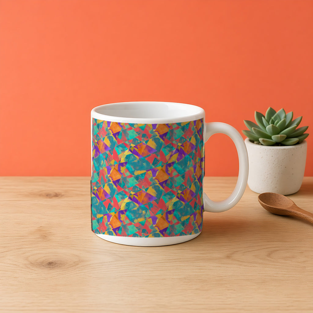 Layered Wash Shards in Lagoon Wash palette on a mug, example use of Watercolour & Alcohol Ink Fluid Art Seamless Pattern Prompt Pack