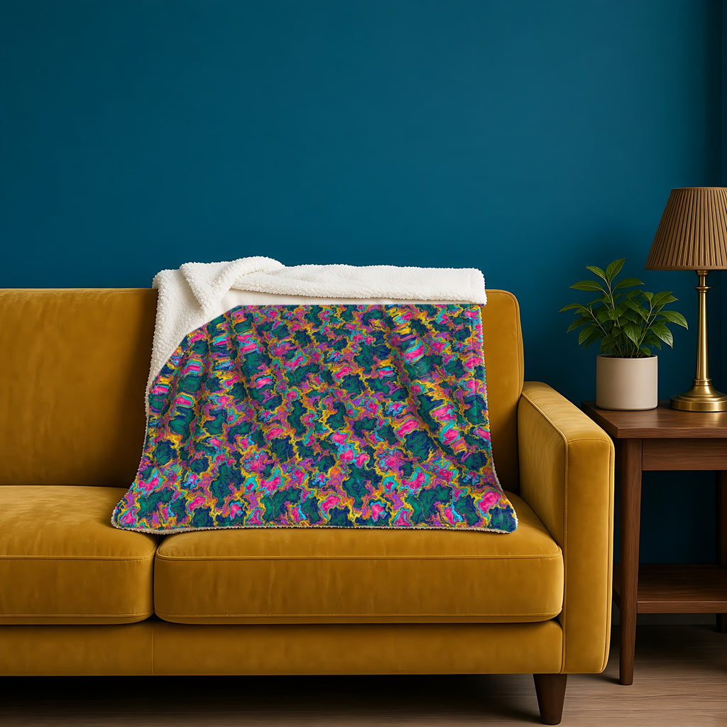 Molten Gold Flow in Emerald Ink palette on a blanket, example use of Watercolour & Alcohol Ink Fluid Art Seamless Pattern Prompt Pack