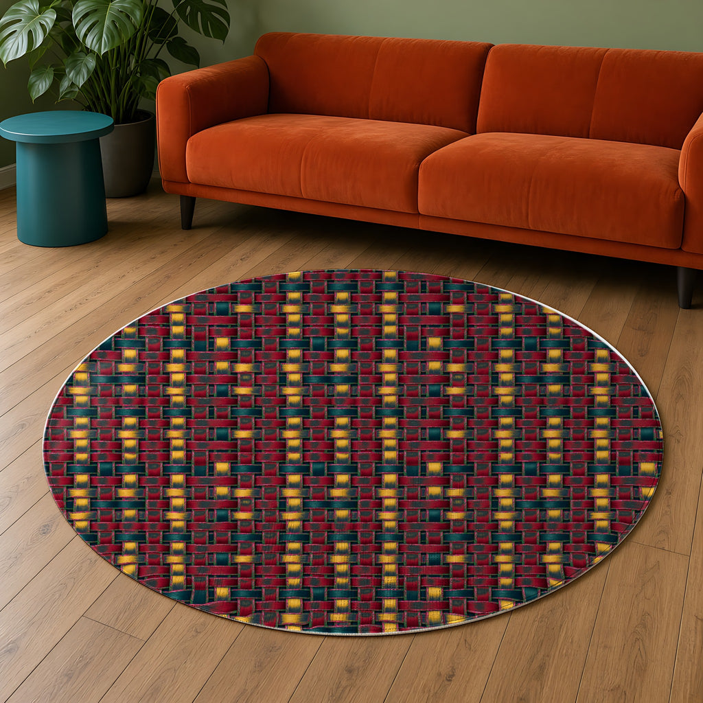 Ribbon Weave in Midnight Jewel palette on a rug, example use of Midnight Jewel Luxe Seamless Pattern Prompt Pack
