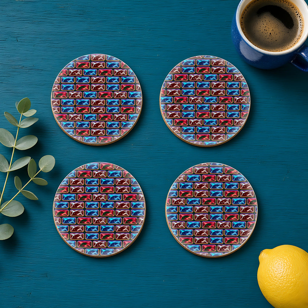 Stacked Gem Bars in Sapphire Night palette on a coaster, example use of Midnight Jewel Luxe Seamless Pattern Prompt Pack