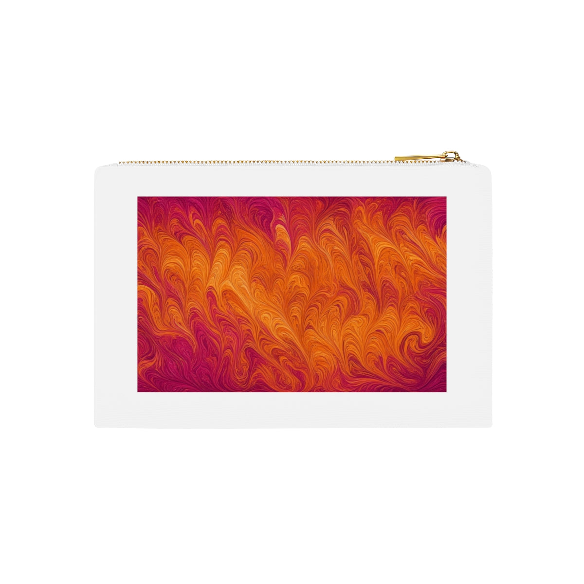 Sunset Feather Marbling Canvas Cosmetic Bag – White