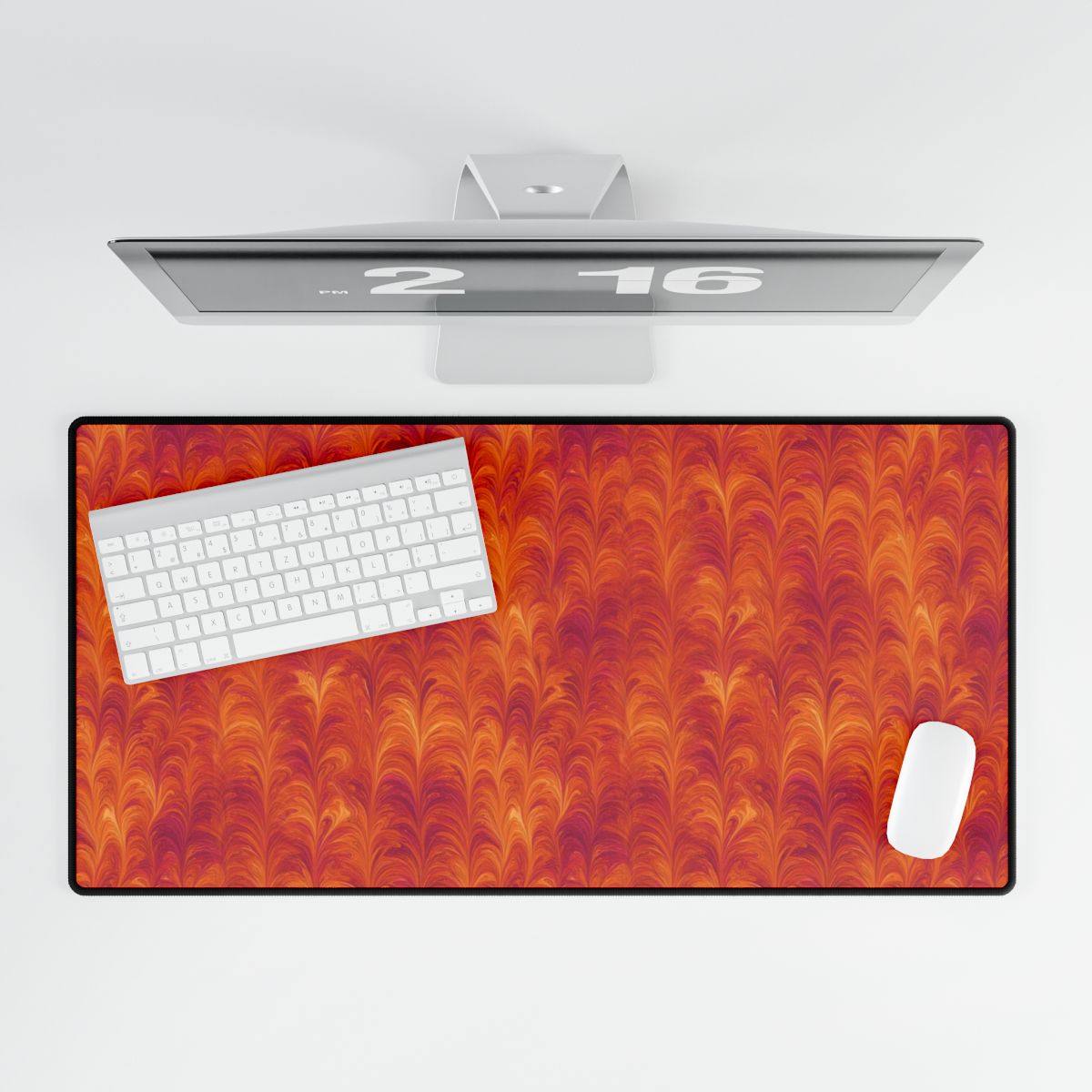 Sunset Feather Marbling Desk Mat – 31.5 × 15.5
