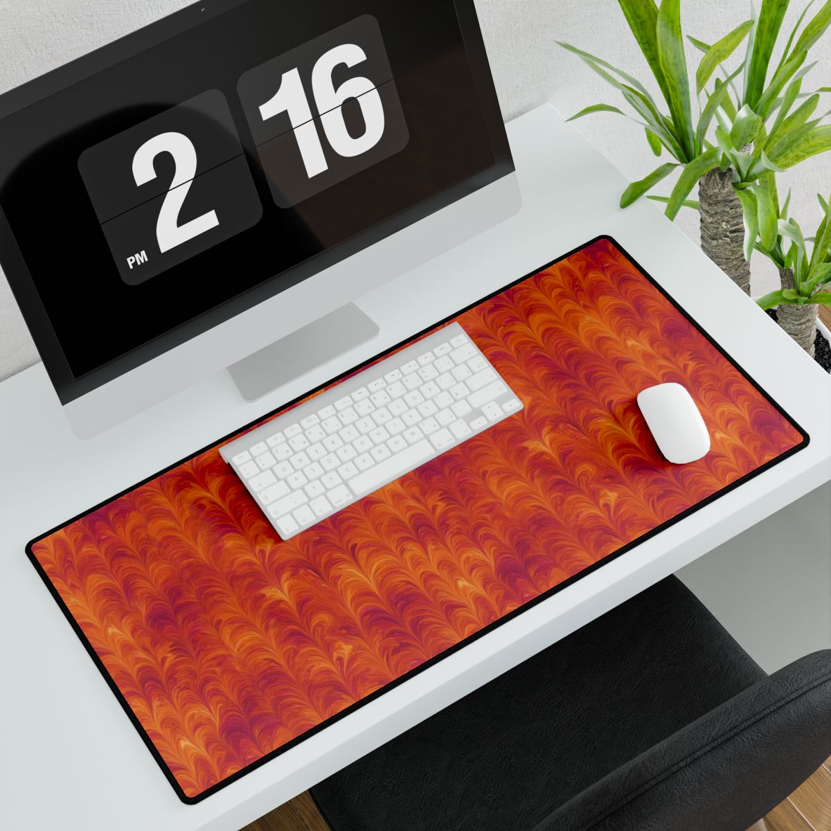 Sunset Feather Marbling Desk Mat – 31.5 × 15.5