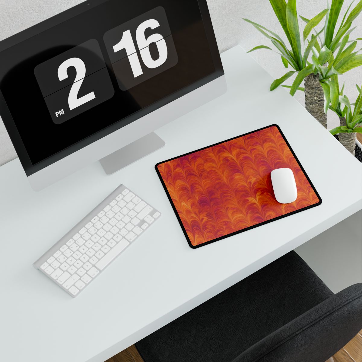 Sunset Feather Marbling Desk Mat – 14.4 × 12.1